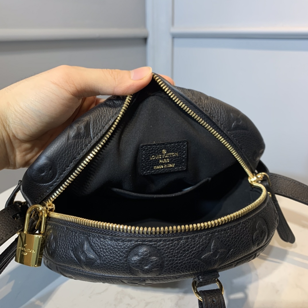 Louis Vuitton BOITE CHAPEAU SOUPLE MM Handbag Monogram Empreinte M45649 Black